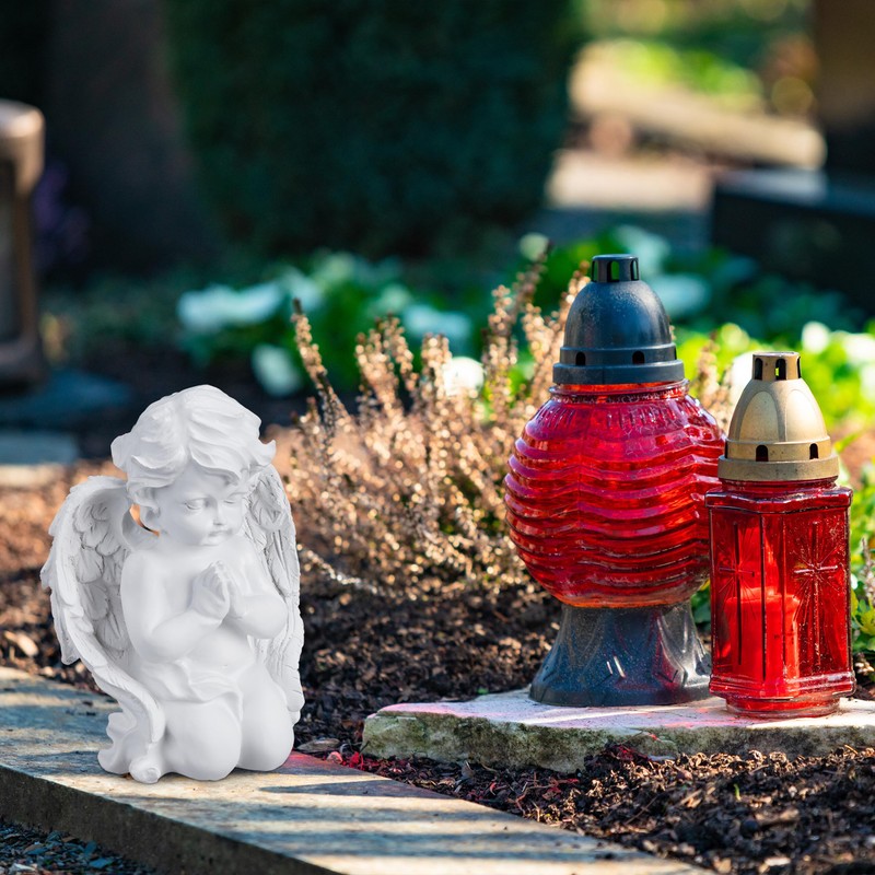 Relaxdays Praying Grave Angel, Artificial Stone, Weather, Frost & UV