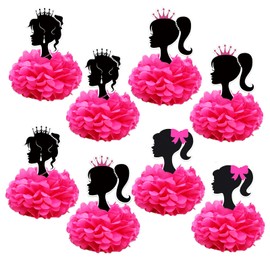 JEZOMONY Girl Birthday Party Decorations Supplies, 8 PCS Centerpieces for Girl Princess Theme, Birthday Table Decorations Paper Flowers