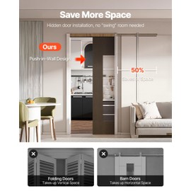 VEVOR Pocket Door Frame Kit, for 24-36 in Wide 80 in High Door, Pocket Door Kit with Two-Way Soft Close Mechanism, Slide Smoothly Quietly, Easy to Install, Premium Galvanized Steel, for Living Room