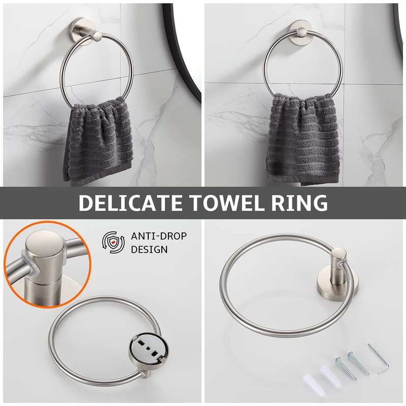 BGL Bathroom Accessory Set Brushed Nickel 4-Pieces Bathroom Towel Rack