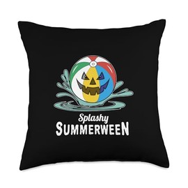 Beach Ball Carved Pumpkin Throw Pillow