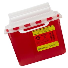 BD Medical 305517 Sharps Collector, Counter Balanced Door, Shape, Red, Pack of 20