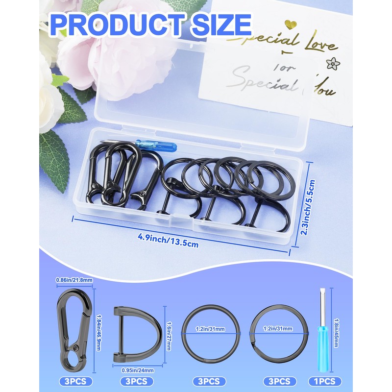 FIVEIZERO 13Pcs Keychain Kit, Key Ring and Keychain Clip for