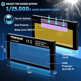 COOZAMING 2x4.25'' Auto Darkening Welding Lens, Gold Welding Filter Shade 10, True Color Technology for Pancake and Pipeliner Welding Hoods, Fits Standard Welding Helmets