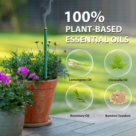 BugBai® Mosquito Repellent Outdoor Patio, 24PCS Natural Citronella Incense Sticks with Plant-Based Essential Oil of Lemongrass Rosemary, DEET-Free 2.5H Protection for Indoor Home Yoga Camping Fishing