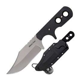 Cold Steel Mini Tac Bowie - Cuchillo de acero inoxidable 8Cr13MoV ligero y duradero de 3-5/8 pulgadas, hoja fija de clip para caza al aire última intervensión, mango Griv-Ex, funda Secure Ex, en caja