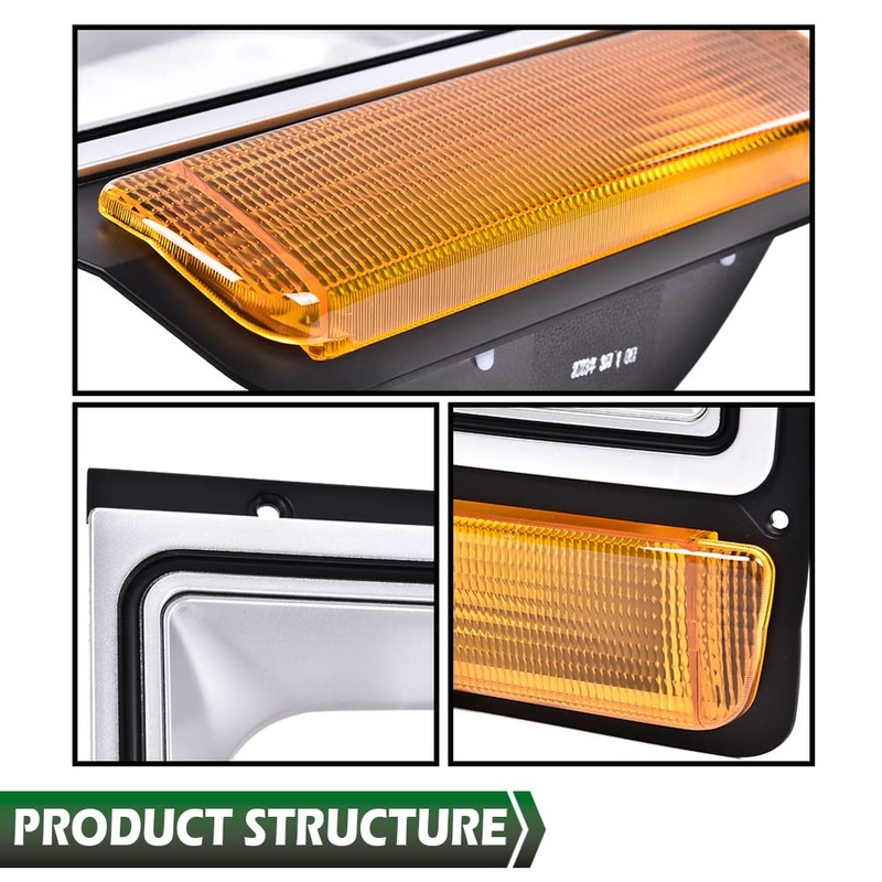 GRAND ORANGE Pair Headlight Assembly Bezel w/Corner Parking Light Compatible