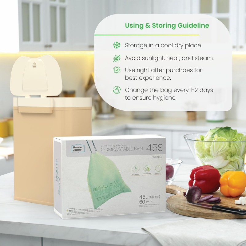 Home Zone Living 13 Gallon Compost Kitchen Trash Bags with