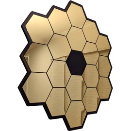 XL Space Telescope James Webb Inspired Mirror - Extra Large Size Sturdy - No Drill Damage Free Mounting Options - Home Decor Reflective Honeycomb Wall Art (Command Strip Mount)