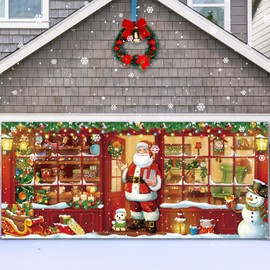 Blosssound Christmas Garage Door Cover 7 x 16 ft Christmas Truck Christmas Garage Door Banner Merry Christmas Garage Decorations Outdoor Large Christmas Backdrop Xmas Door Decor for Christmas