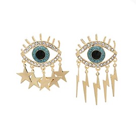 Eye Earrings for Women, Evil Eye Star Earrings Thunder Lightning Bolt Dangle Earrings Hypoallergenic, Cute Eye Earrings Studs, Eye Jewelry Funny Earrings