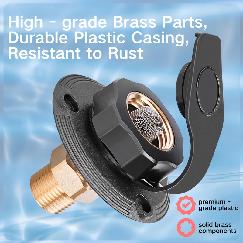 FYRIXY RV City Water Inlet with Check Valve – 3/4″