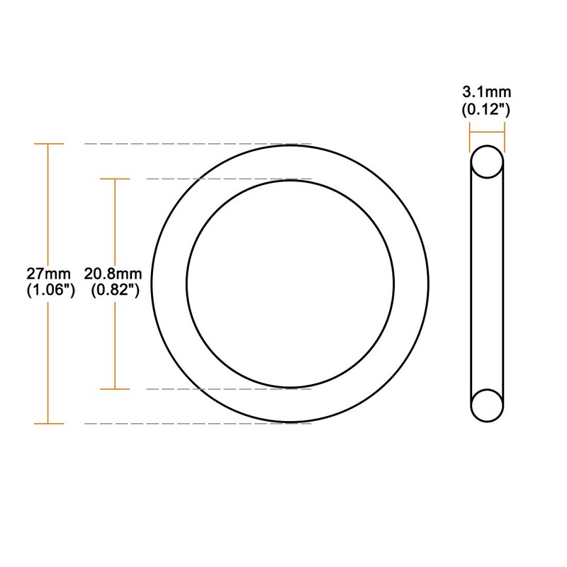 sourcing map Nitrile Rubber O-Rings 27mm OD 20.8mm ID 3.1mm