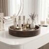 Round Wooden Candle Holder Trays for Coffee Table, Distressed Finish