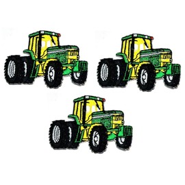 Umama Patch Set of 3 Farming Tractor Cute Green Cartoon Applique Patch Tractor Embroidered Iron On or Sew On Patch Craft Clothing Decorative Repair