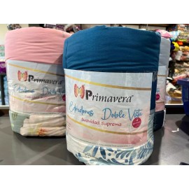 Primavera Edredon Matrimonial 2 Vistas Grueso , Marca Primavera Color Blanco/azul Diseño De La Tela Grecas