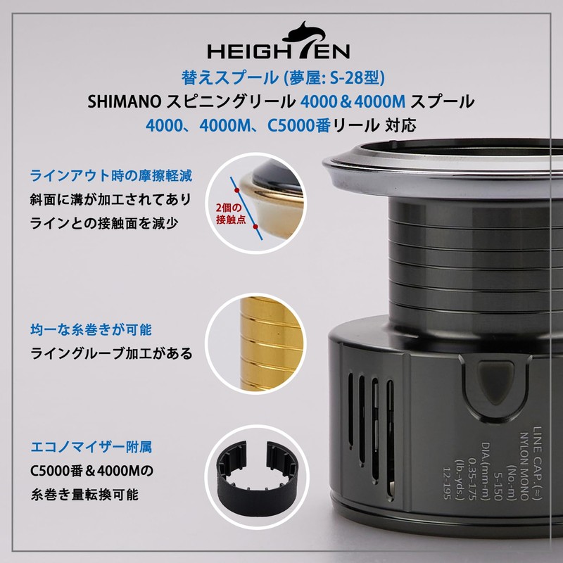 HEIGHTEN Reel Spool, Yumeya S-28 Model, Replacement Spool, Compatible with