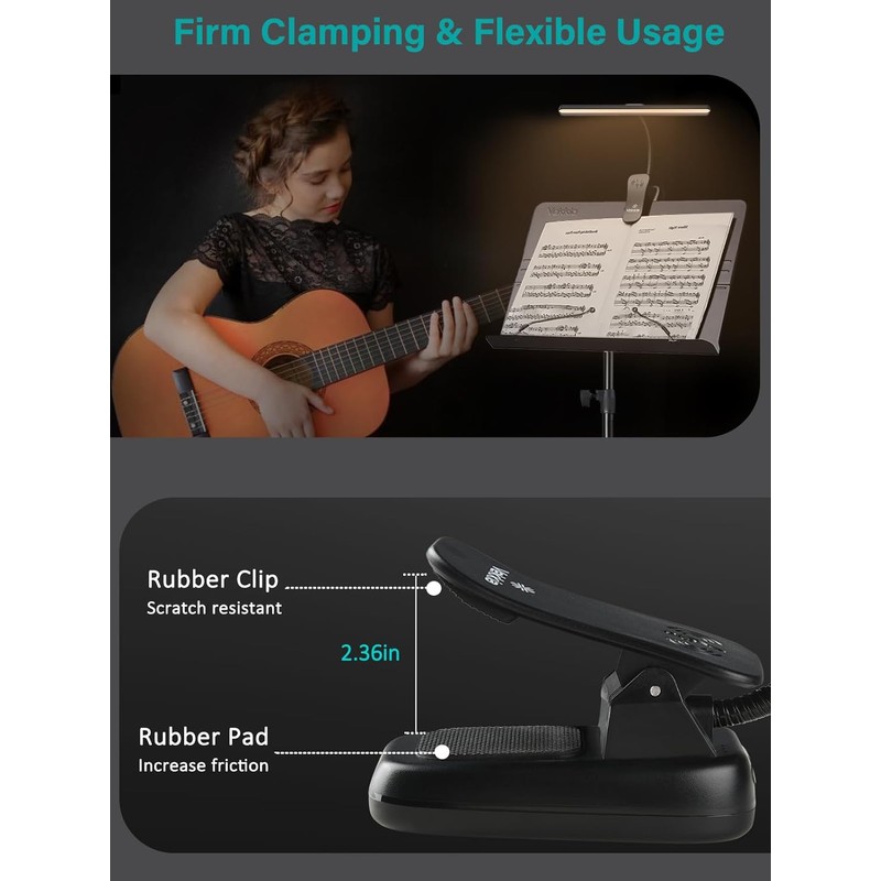 Vekkia Professional 88 LED Rechargeable Music Stand Light - Foldable