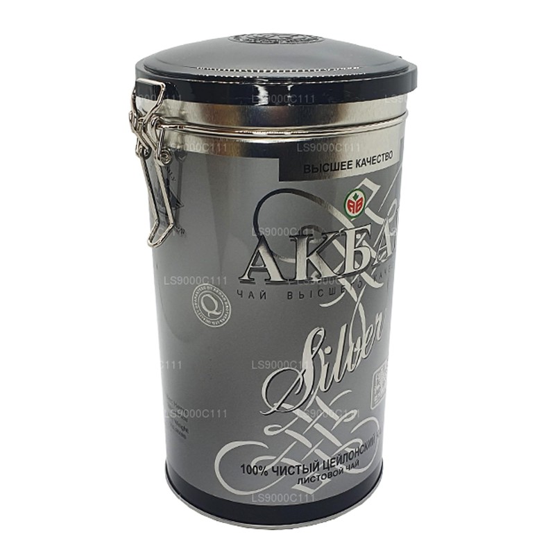 Akbar 100% Pure Ceylon Leaf Tea Tin (Silver - 300g)