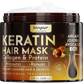 Hair Mask for Damaged Hair – Keratin Treatment for Hair Growth & Hydration – Deep Conditioning Collagen Mask with Protein, Coconut, Jojoba & Avocado Oil – Split Ends Repair & Color-Safe