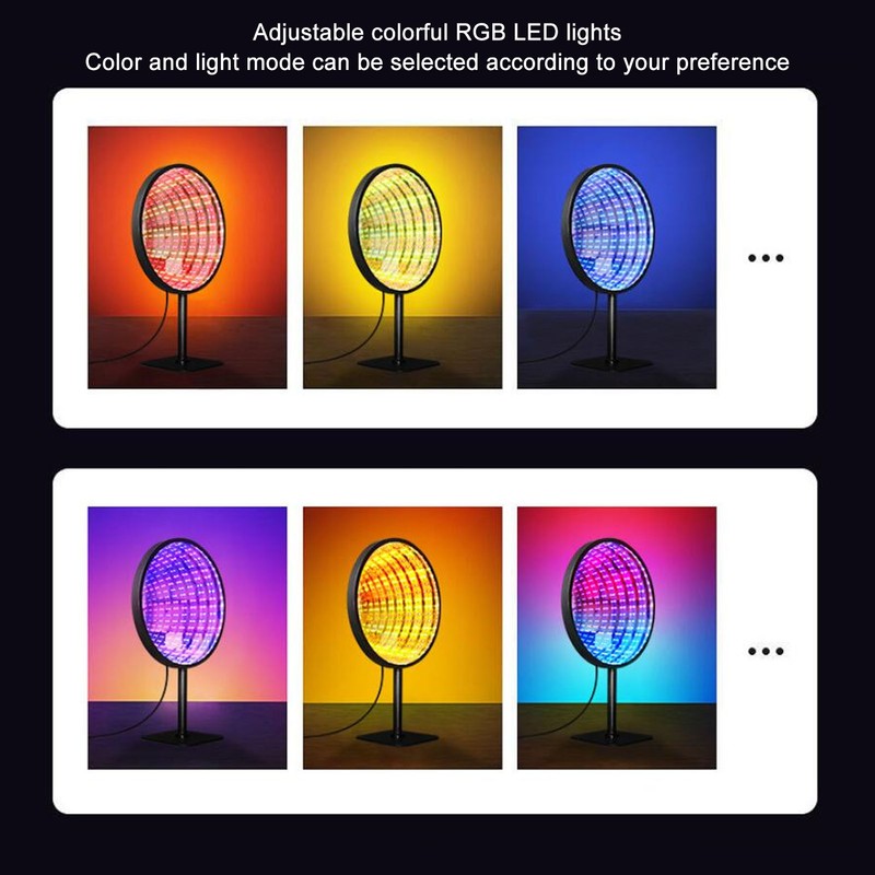 3D Mirror Tunnel Light 3D Night Light with Mirror RGB