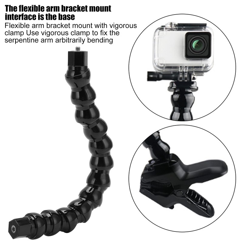 12 Sections Flexible Arm Mount,Monopod Gooseneck Jaws Flex Clamp Mount