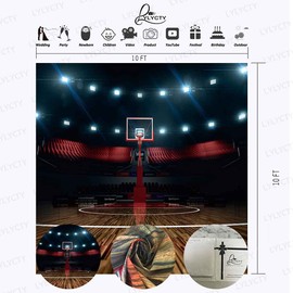 LYLYCTY 10x10ft Indoor Sports High - end Basketball Court Photography Background for Birthday Party Decor Banner Photo Booth Studio Props BJLY100