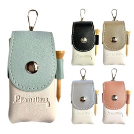 Golf Ball Case, Golf Ball Pouch, 2 Ball Storage Pouch PU Leather Compact Design with Tee (Blue)