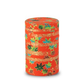 NOREN Japanese Tea Canister (Yuzen Washi Paper - Pine, Bamboo and Plum/Green) 200ml Size, Made in Japan, with Inner Lid Airtight, Moisture Proof, Tea, Spices and More