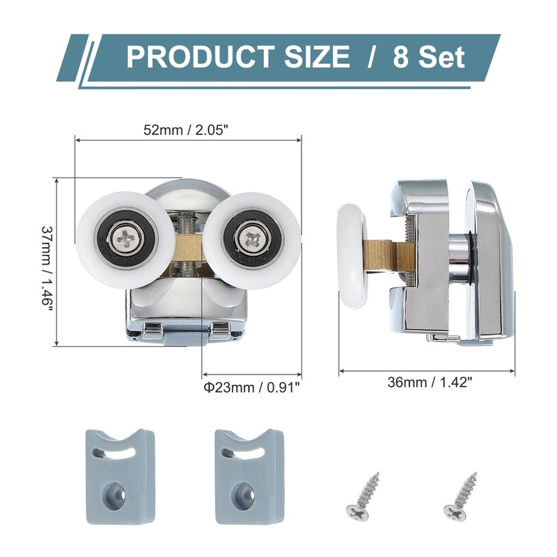 uxcell 23 mm Shower Door Rollers, Double Shower Door Runners