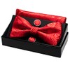 JEMYGINS Men's Paisley Pattern Bow Tie, Cuffs, Buttons, Handkerchief Set,