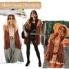 OWANVION 6 Piece Hippie Costume Set Women's Fringe Vest Faux
