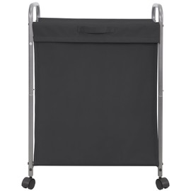 STO STO Slim Laundry Sorter, 1 Bag Slim Laundry Hamper, Rolling Laundry Cart, Laundry Basket with Heavy Duty Lockable Wheels and Lid for Clothes Storage, Black