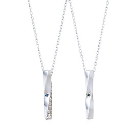 The KISS SPD1532BDM-1533BDM Blue Diamond Silver Pair Necklace, Couple, Simple, Diamond