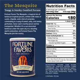 Fortune Favors Candied Pecans, Sweet and Salty Snack, Hand Crafted in Small Batches, USA-Grown (4 Ounce, Mesquite)