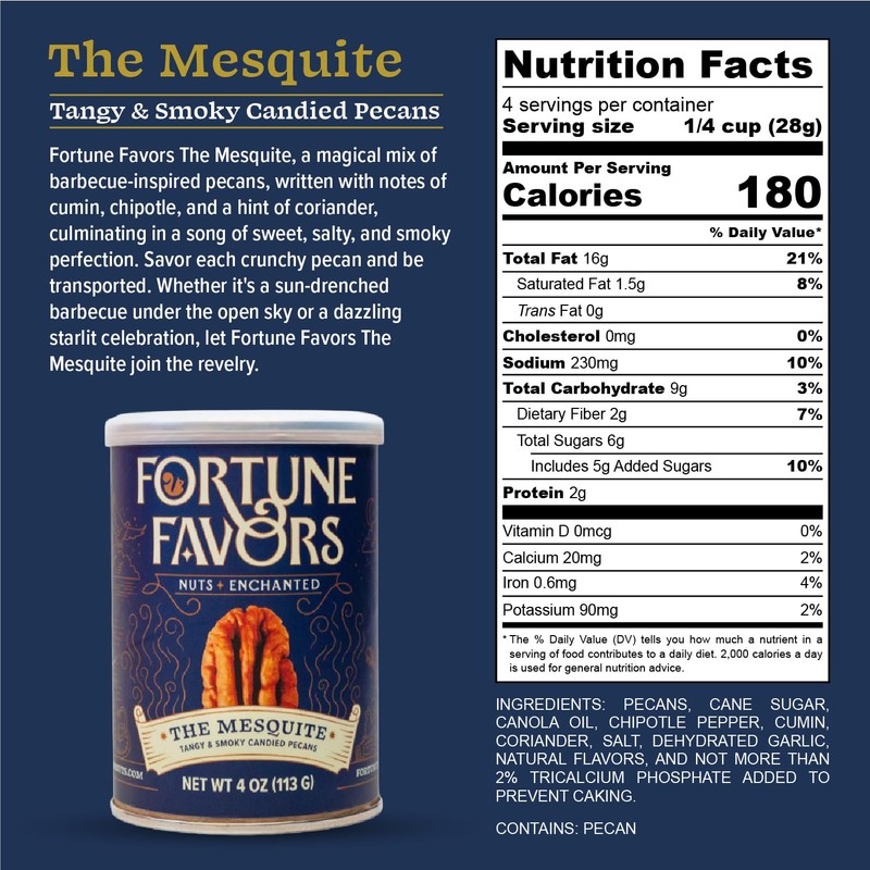 Fortune Favors Candied Pecans, Sweet and Salty Snack, Hand Crafted