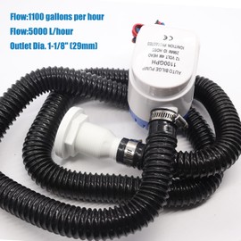 maierke 1-1/8 Boat Bilge Pump Hose Kit,1100gph Automatic 12v Bilge Pump Can Choose,1-1/8 Dia 6 FT Kink-Free PVC Hose,1-1/8 Inch ABS Thru-Hull Fitting,2PCS Stainless Steel Hose Clamps for Boat Marine