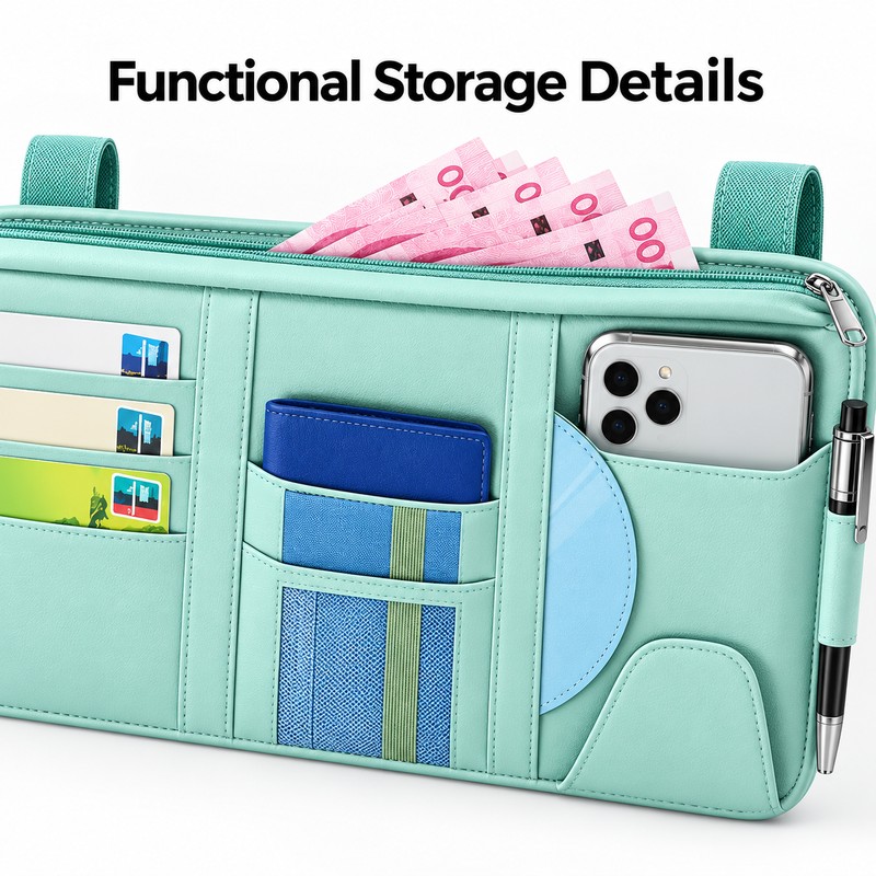 Car Sun Visor Organizer – Multi-Pocket Storage Holder for Bills,