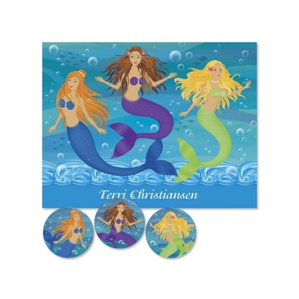 Colorful Images Mermaids Custom Note Cards - Set of 12