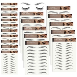 20 Sheets Eyebrow Tattoo Waterproof Eyebrow Sticker, 4D Hair Like Natural Fake Tattoo Eyebrows Peel Off Instant Transfers Brows Shaper Eyebrow Makeup Sticker for Women Girls, Variety Black
