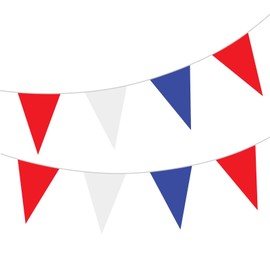 HXMJIED 10m Red White And Blue Bunting Garland, 20pcs Polyester Fabric Bunting, for Sports Event Decoration, Bar Barbecue Royal Theme, Party Decoration