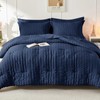 HYMOKEGE Navy Blue Twin Comforter Set Seersucker 5 Pieces, All