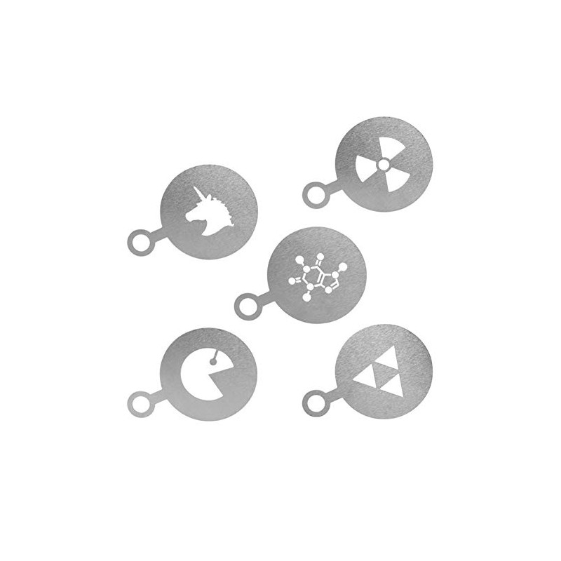 getDigital Nerdy Cappuccino Stencil Set: 5 Stainless Steel Stencils for