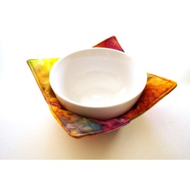 Colorful Quilted Batik Fabric Microwave Bowl Cozy