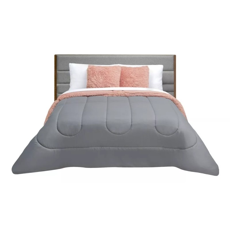 Elefantito Edredon Cobertor King Size Grizzly Rosa Gris Invernal