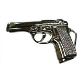 JK Trading Men's Design Gun Rhinestone Belt Buckle