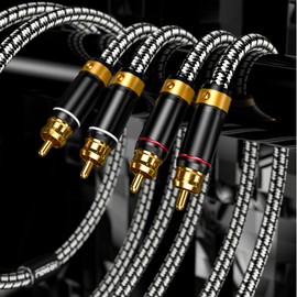 Primeda audiophile RCA cable, 1M/3.2FT 2 RCA male to 2 RCA male, used for stereo subwoofer stereo audio cable with silver plated 4N oxygen free copper core and ferrite core