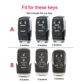 ontto Key Case Key Fob Fits Dodge RAM 1500 2500 3500 4500 5500 Pickup 2019-2022 Jeep Grand Cherokee Car Key Case Metal Protective Cover Key Cover B 4 Buttons Black