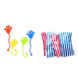 WHyatt Kids goodie bag complete set, 24 PCS Sticky Hands and 20 gift bags set Party Favors, Stretchy Sticky Hands Toys Set, Holiday Traditions, Xmas Gifts, Birthday Party Supplies, Classroom Prizes