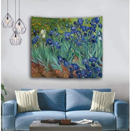 WIHVE Tapestry Irises Flower Foral Wall Tapestry Wall Hanging Art Home Decor for Living Room Bedroom Bathroom Kitchen Dorm 80 x 60 Inches